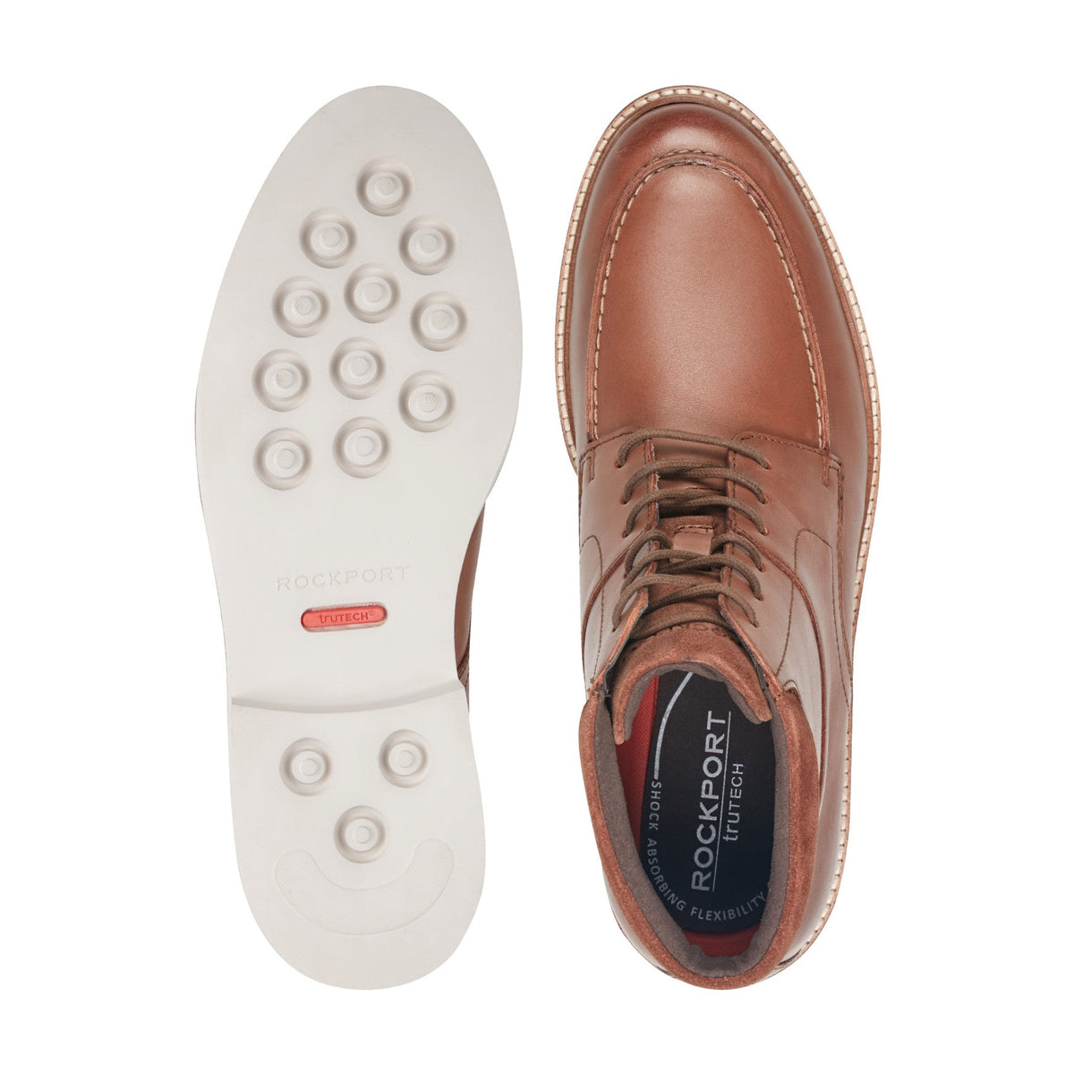 Rockport Macklin Moc Toe Lace-Up Leather Boots For Men