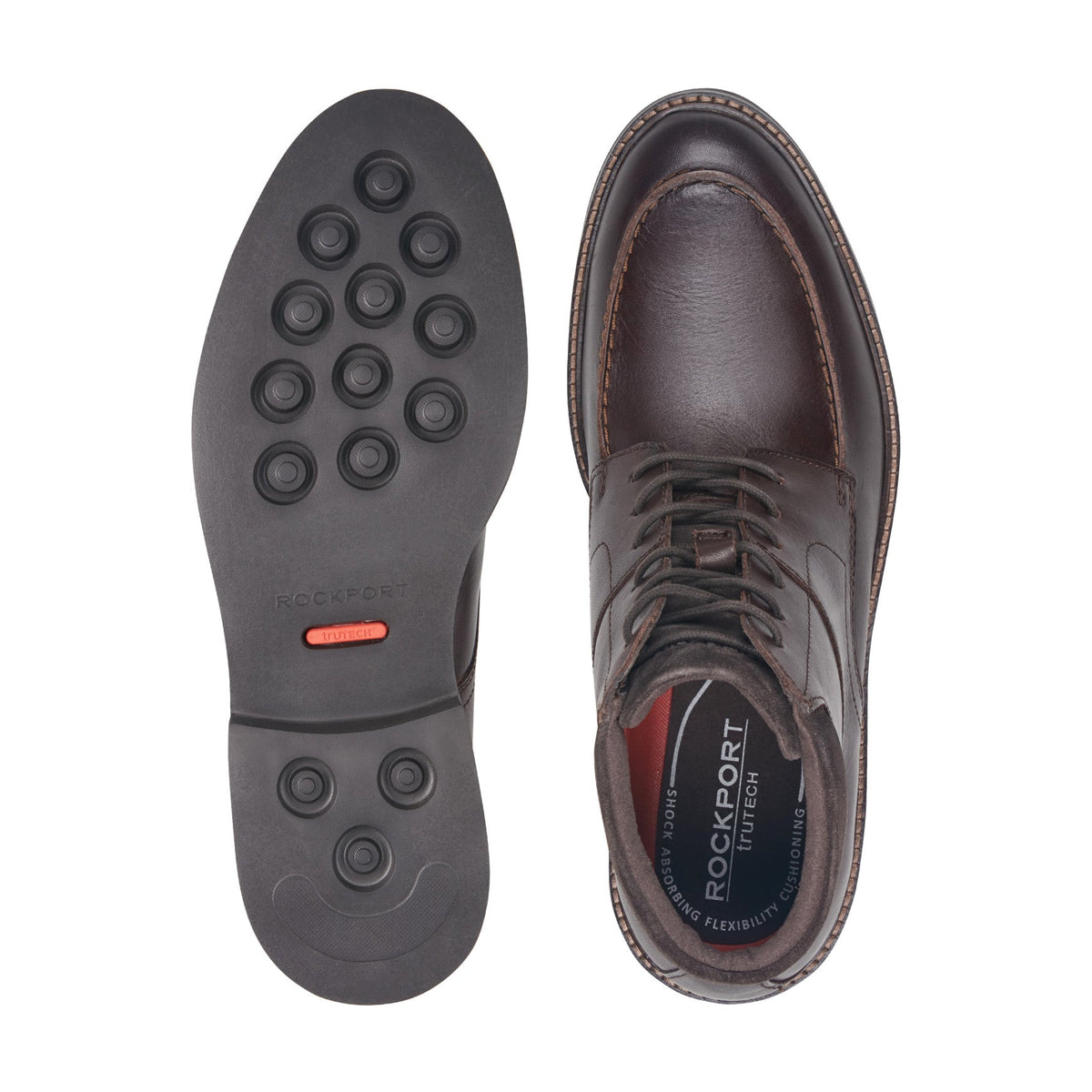 Rockport Macklin Moc Toe Lace-Up Leather Boots For Men